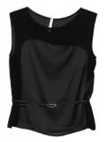 IMPERIAL sheer-panel belted top - Black
