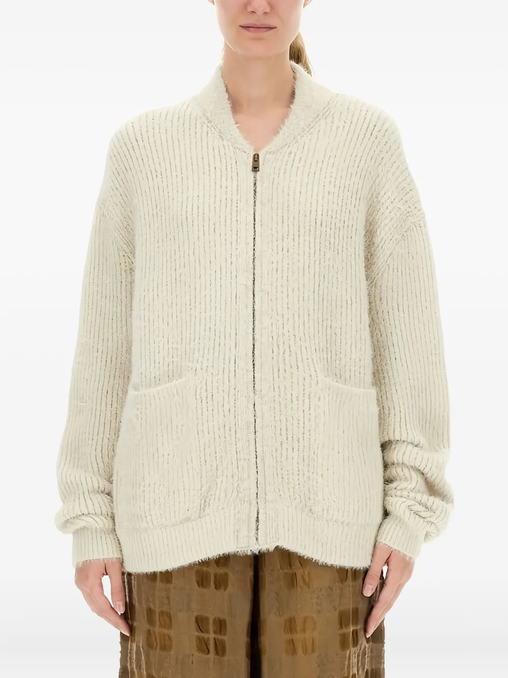 Uma Wang zip-up pocket cardigan | Neutrals | Image 1