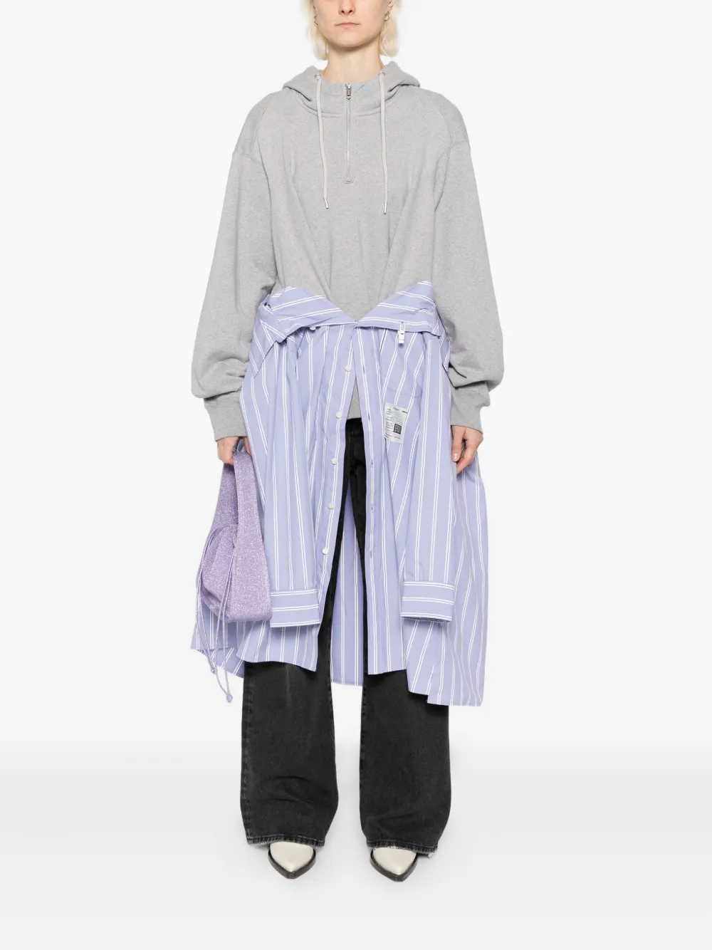 Maison MIHARA YASUHIRO Shirt jurk met capuchon - Grijs