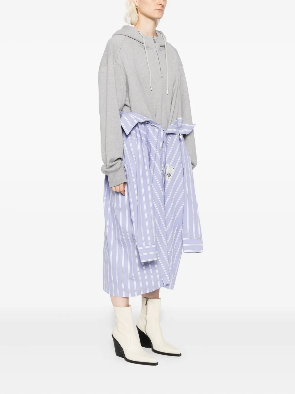 Miharayasuhiro Shirt Combined Hoodie Dress In Gray