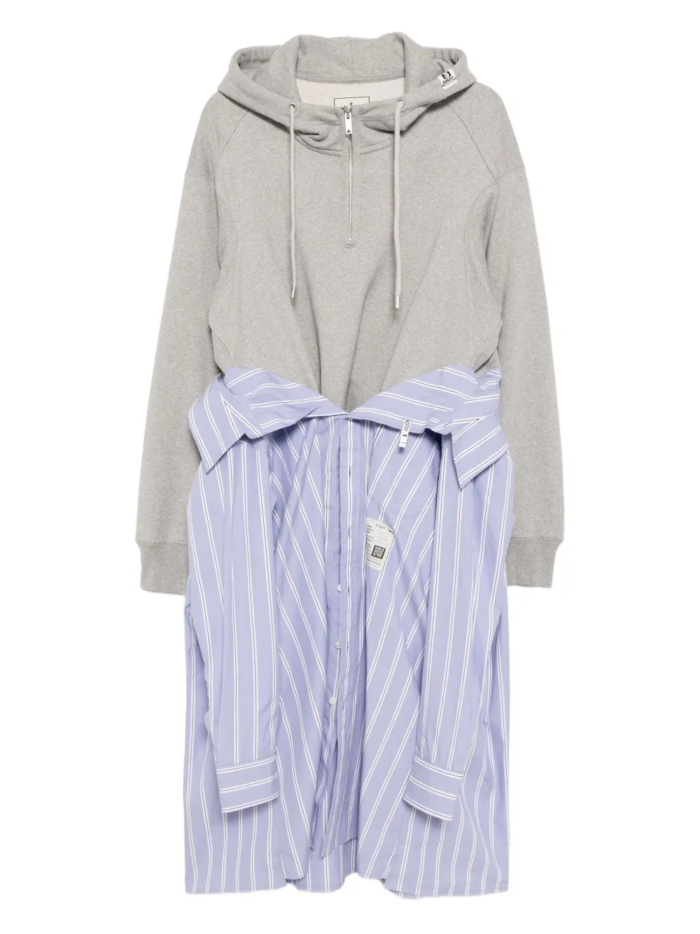 Miharayasuhiro Shirt Combined Hoodie Dress In Gray