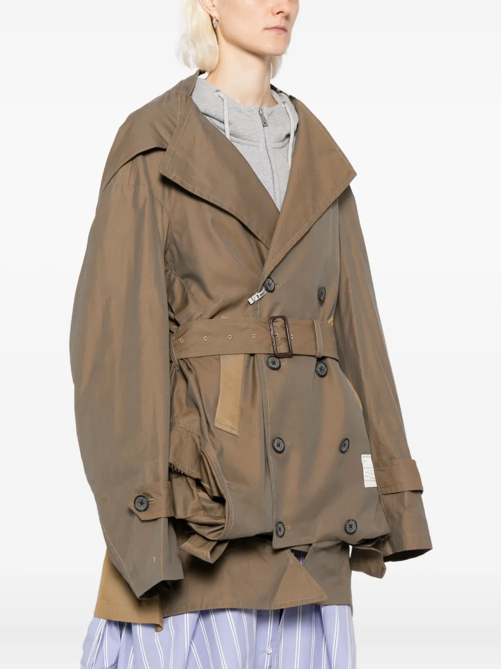 Miharayasuhiro Upside Down Trench Coat In Brown