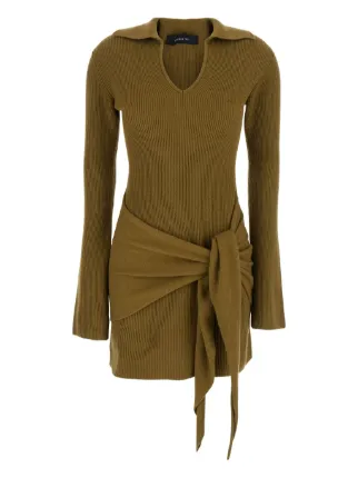 Federica Tosi Ribbed Knit tie-front Dress | Brown | FARFETCH KW