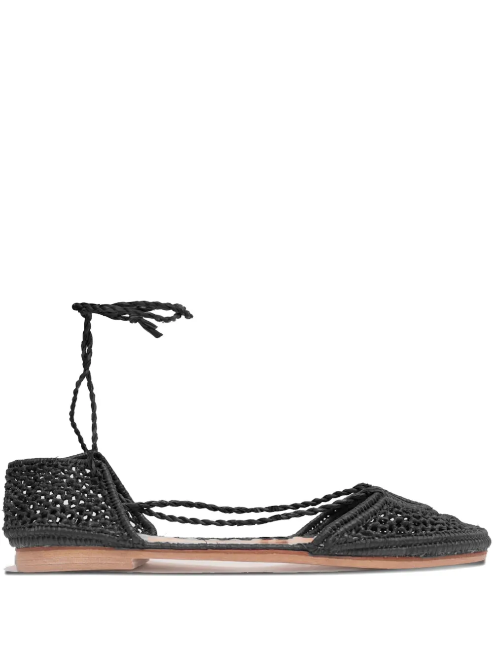 Slo_hand_made Lace-up Ballet Flats In Black