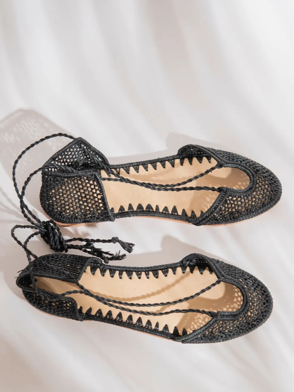 Slo_hand_made Lace-up Ballet Flats In Black