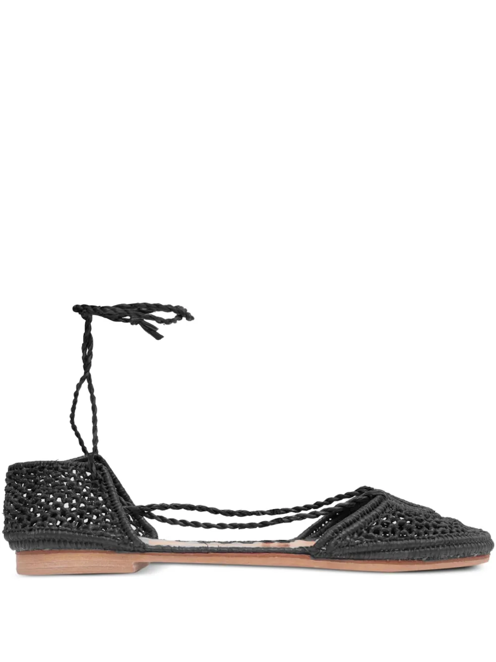 SLO_HAND_MADE lace-up ballet flats | Black | Image 1