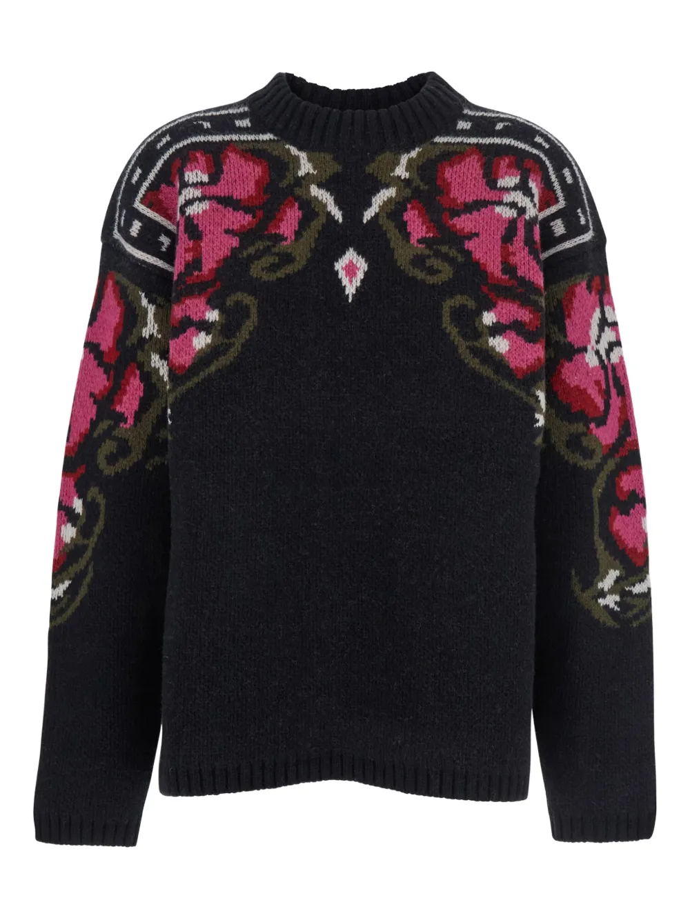 Seafarer floral-pattern crew-neck sweater | Black | Image 1