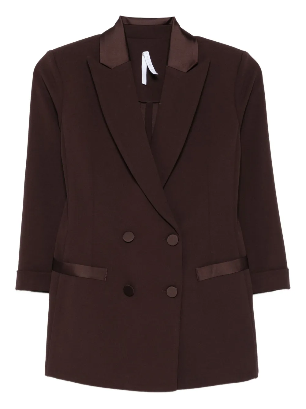 IMPERIAL double-breasted satin-trimmed blazer | Brown | Image 1