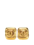 CHANEL Pre-Owned 1994 Gold Plated CC Square Clip On Earrings costume earrings