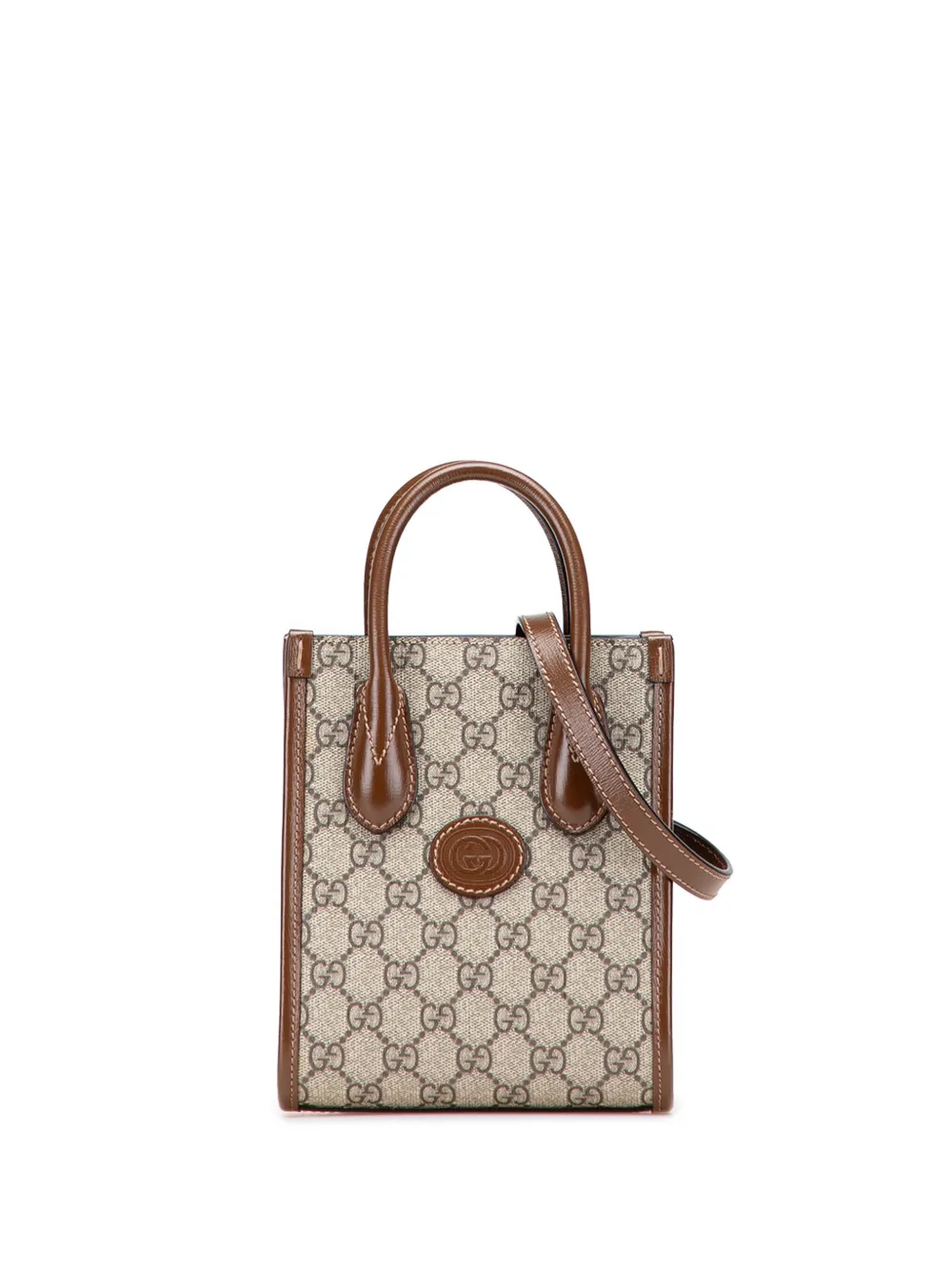 Pre-owned Gucci 2016-2025 Mini Gg Supreme Interlocking G Satchel In Brown