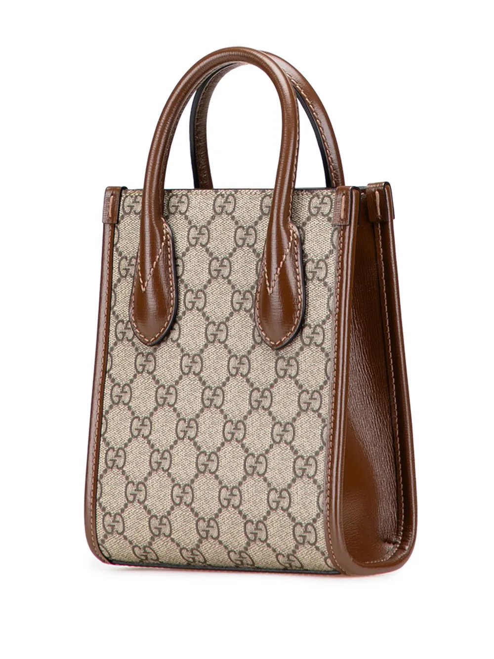 Pre-owned Gucci 2016-2025 Mini Gg Supreme Interlocking G Satchel In Brown