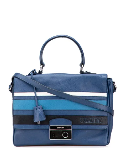 Prada Pre-Owned 2000-2025 Saffiano Righe Sound Lock satchel
