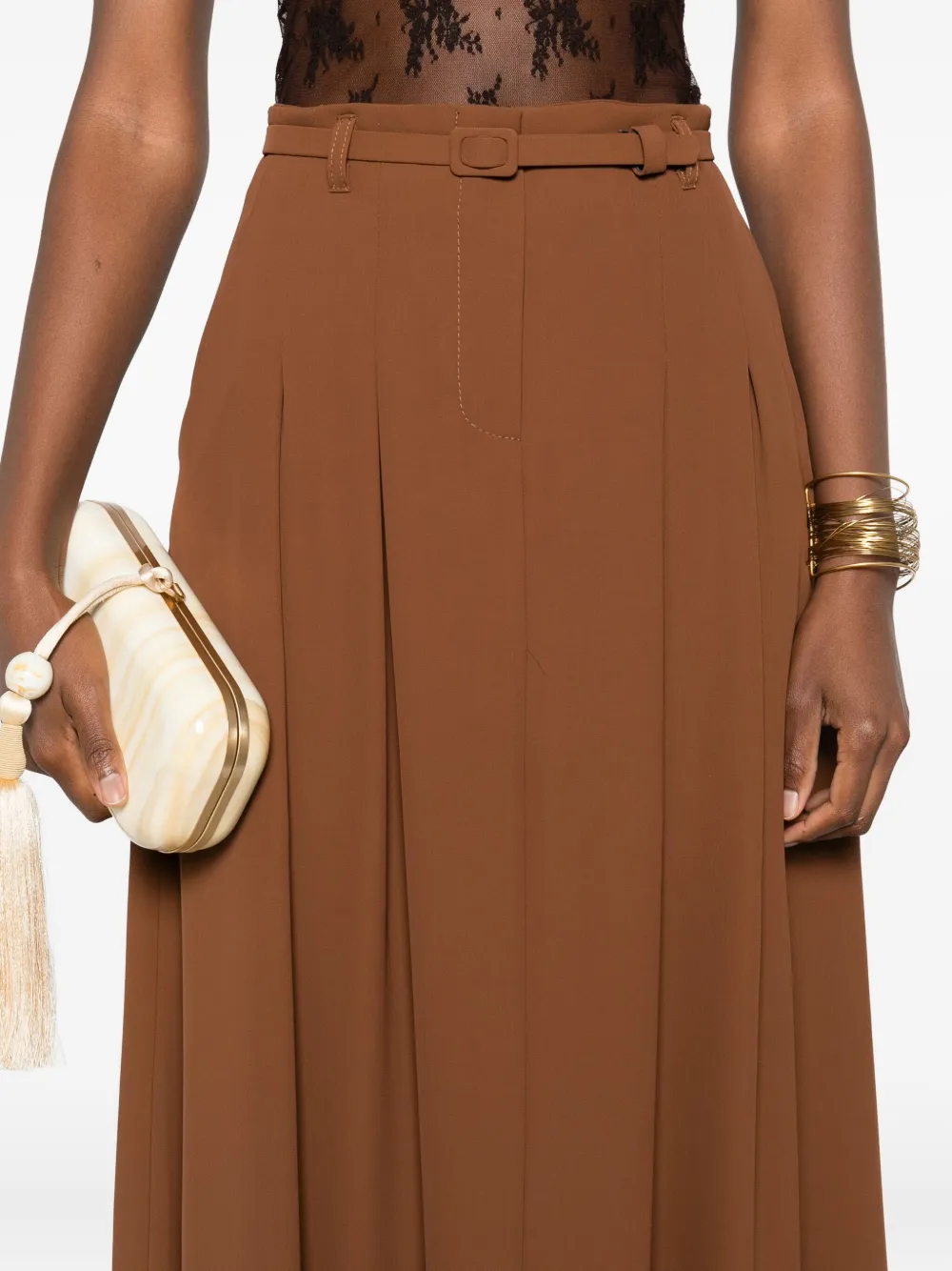 IMPERIAL Plooibroek met ceintuur Bruin