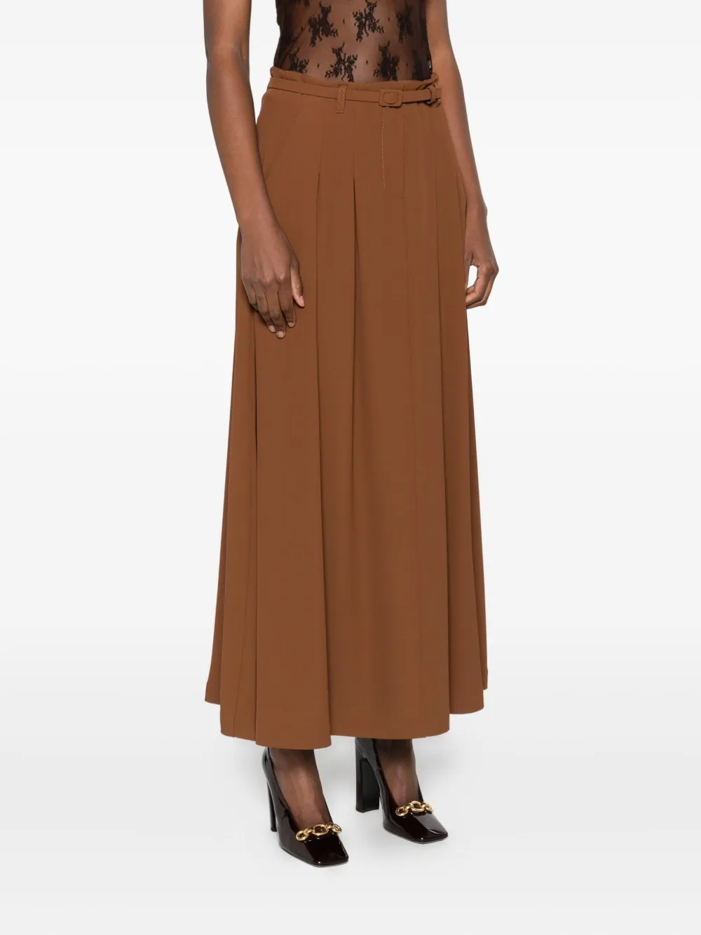 IMPERIAL Plooibroek met ceintuur Bruin