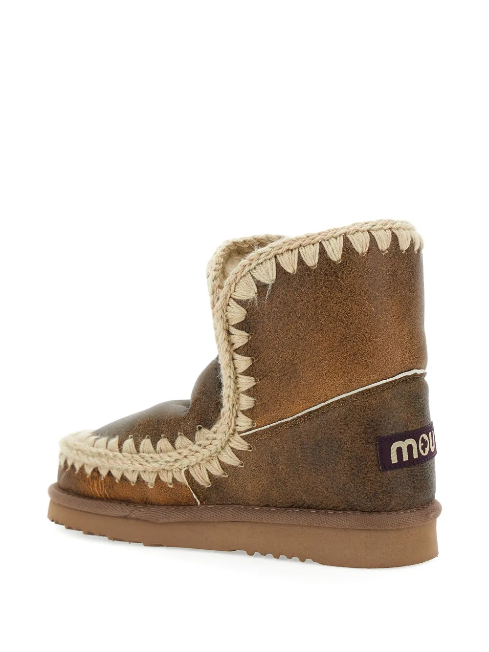 Mou logo-patch leather boots Brown