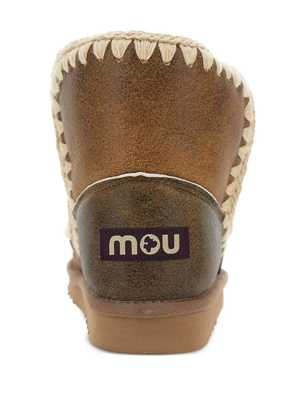 Mou logo-patch leather boots Brown