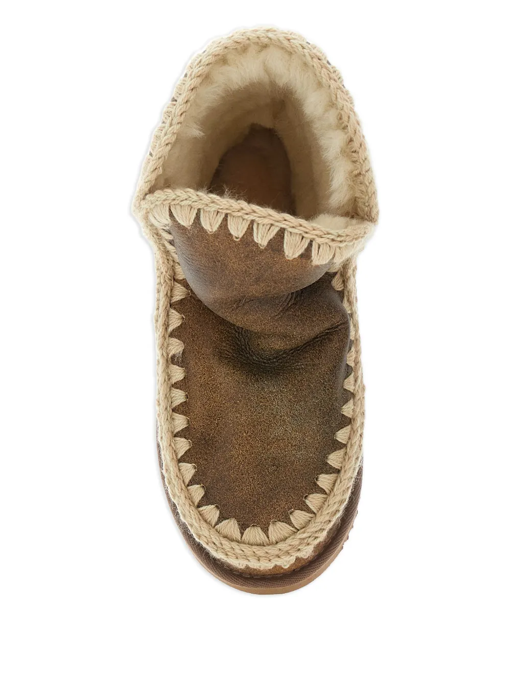 Mou logo-patch leather boots Brown