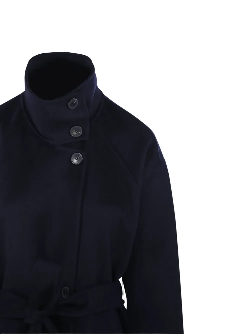 The Dynamis Studio Belted Wrap-style Coat In Blue
