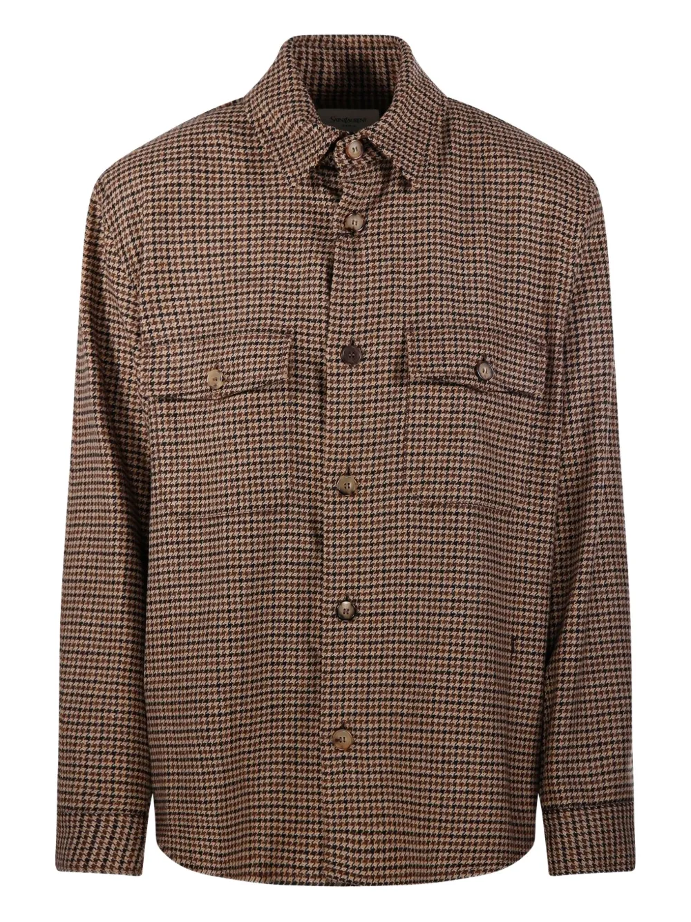 Saint Laurent Houndstooth-pattern Shirt In Brown