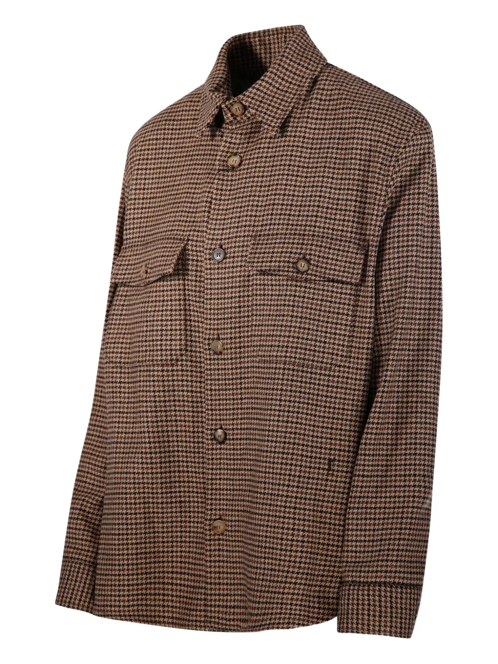 Saint Laurent Houndstooth-pattern Shirt In Brown