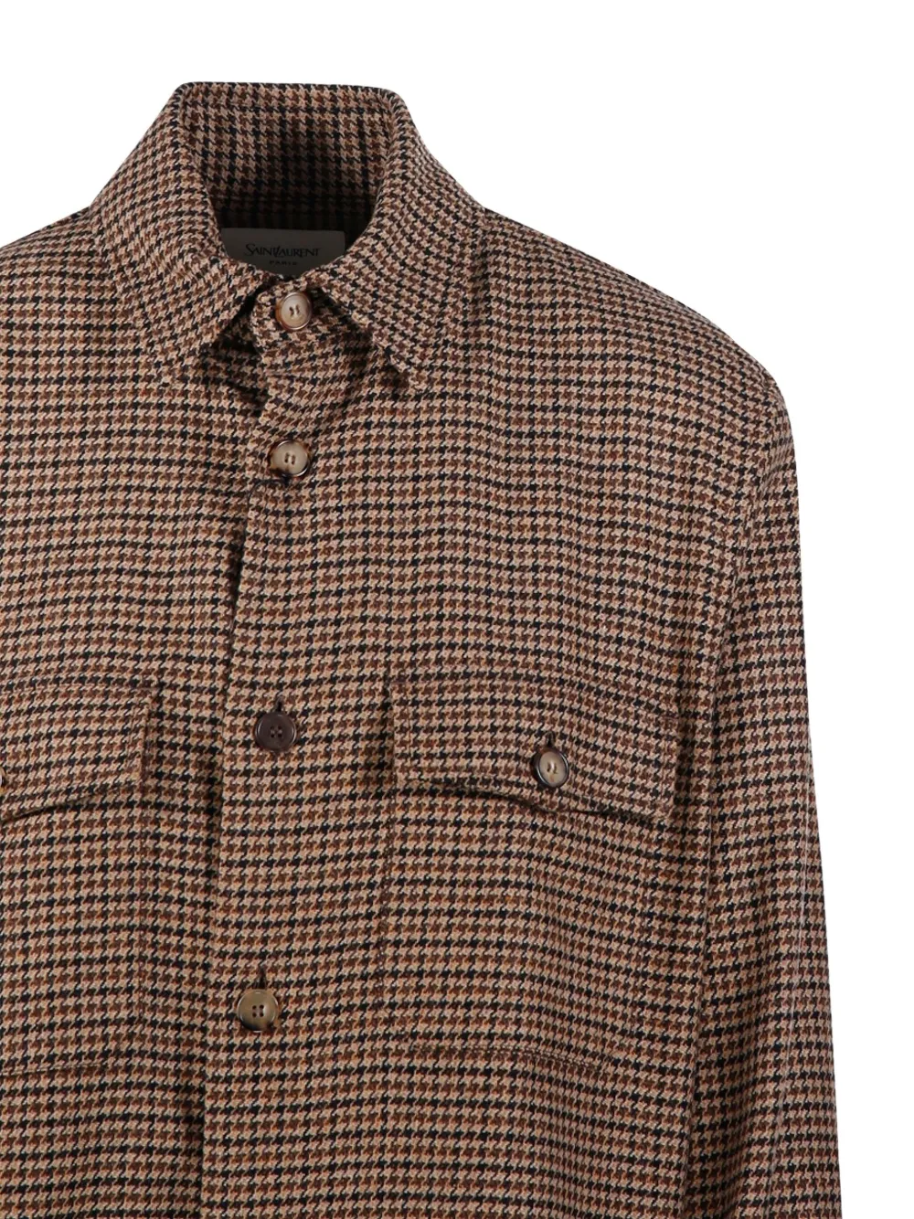 Saint Laurent Houndstooth-pattern Shirt In Brown