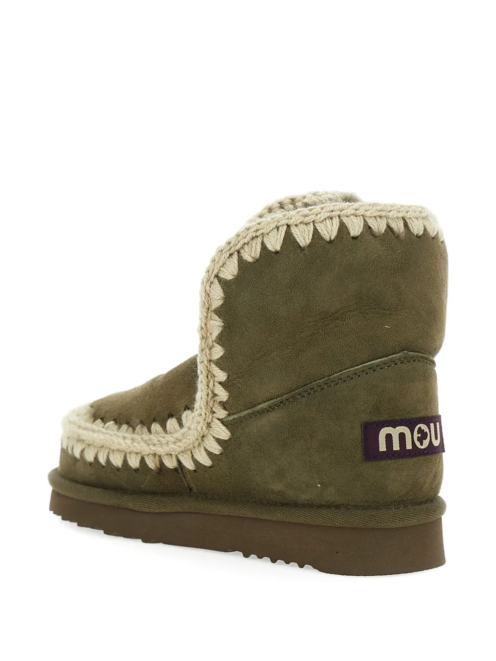 Mou logo-patch suede boots Green