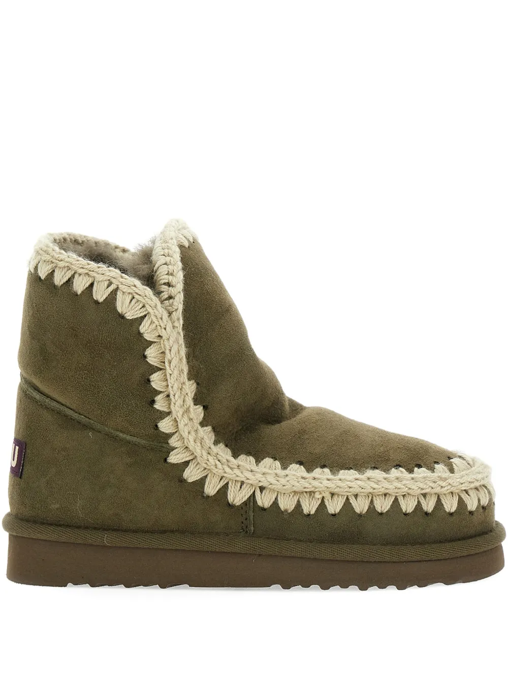 Mou logo-patch suede boots Green