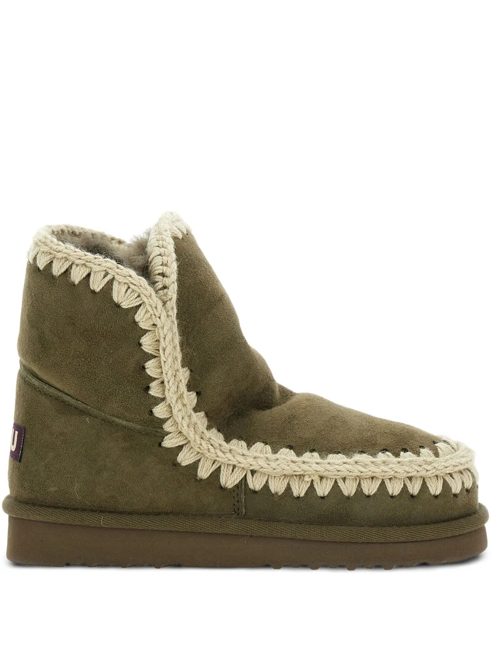 Mou logo-patch suede boots Green