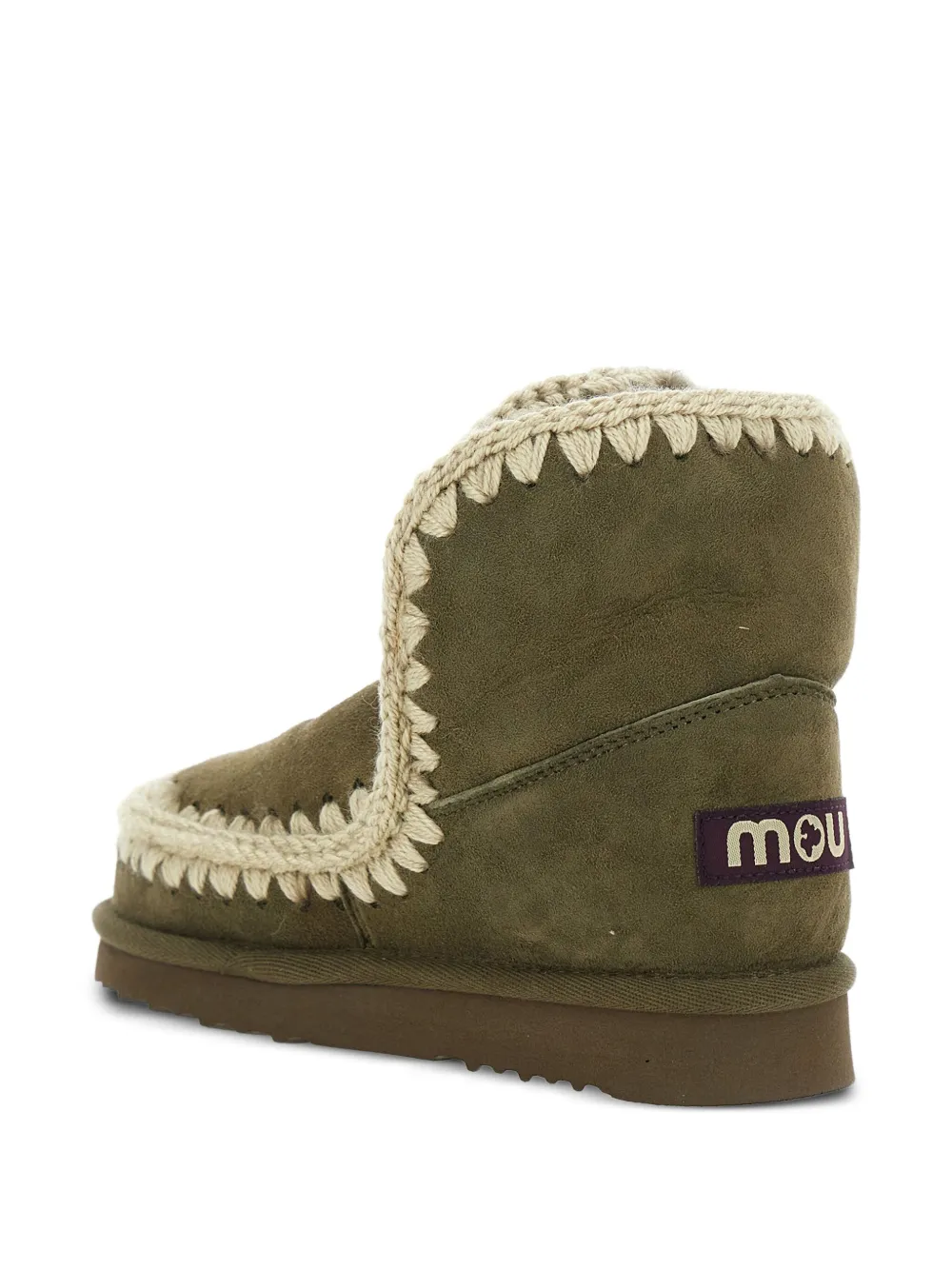 Mou logo-patch suede boots Green