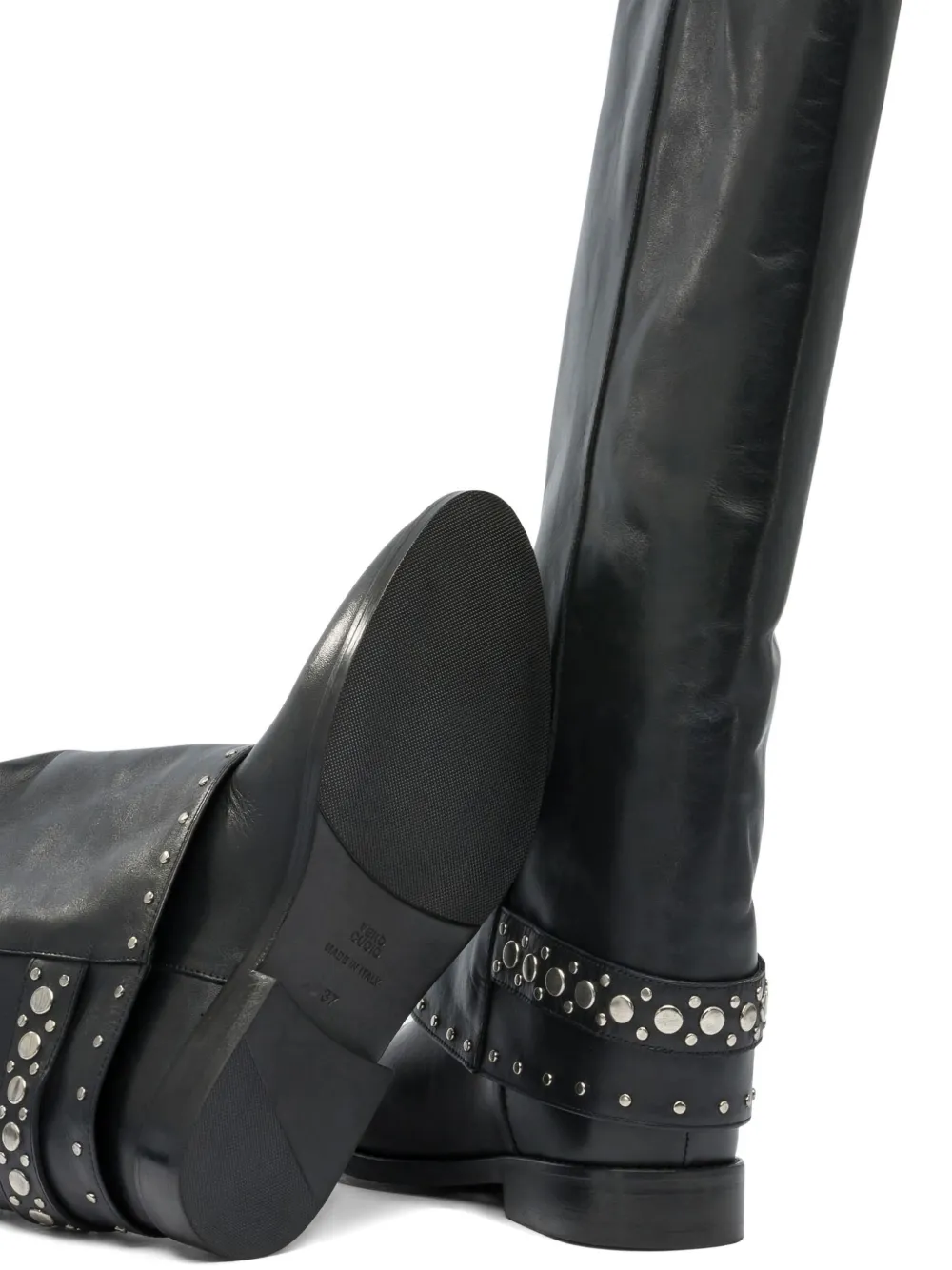 Strategia Shoes Stud-embellishment Leather Boots In Black