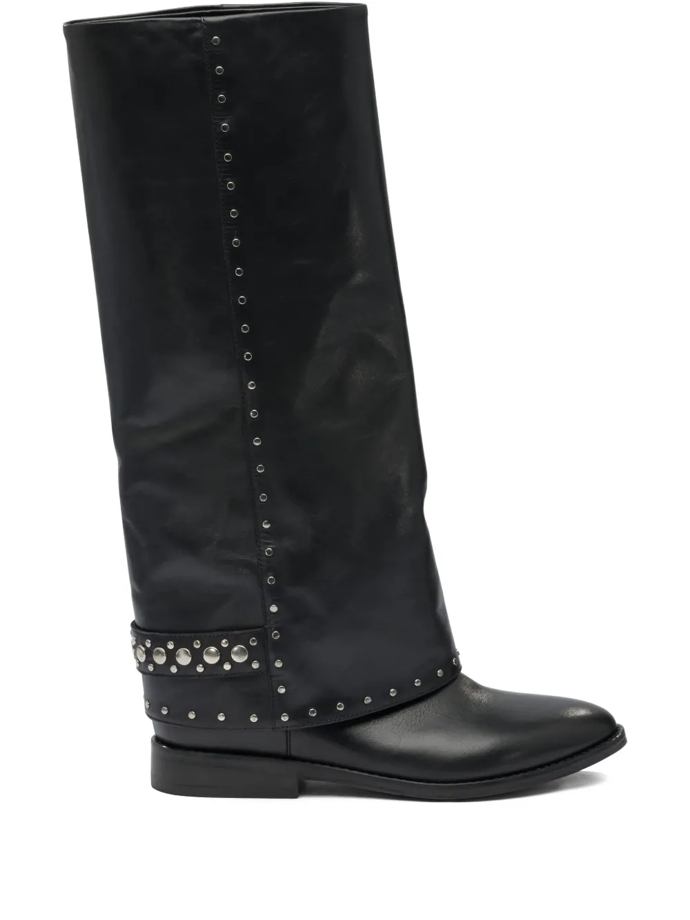 Strategia shoes stud-embellishment leather boots Black