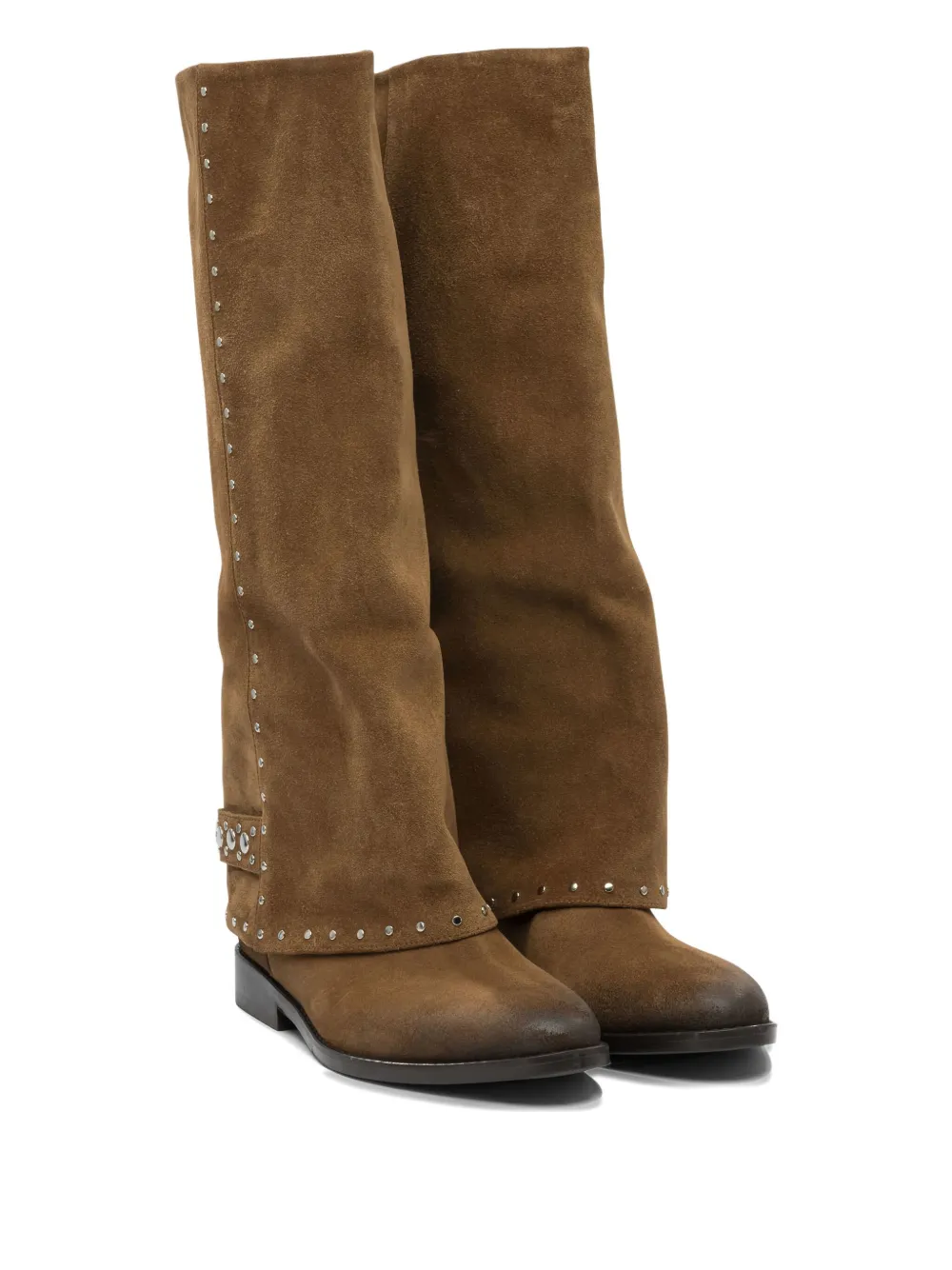 strategia shoes stud-embellishment suede boots Brown