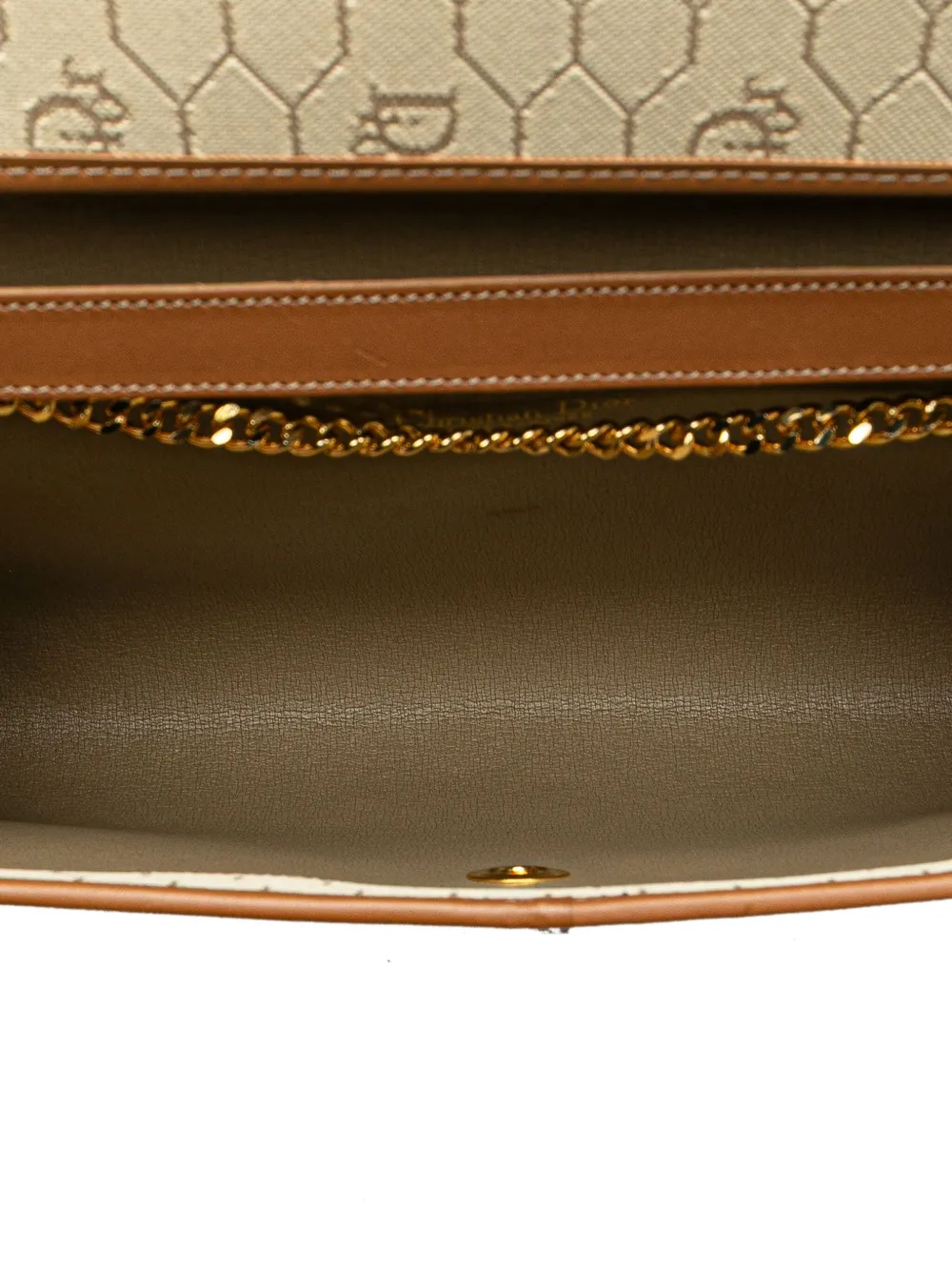 Pre-owned Dior 20th Century Honeycomb Canvas Chain Shoulder Bag In Brown