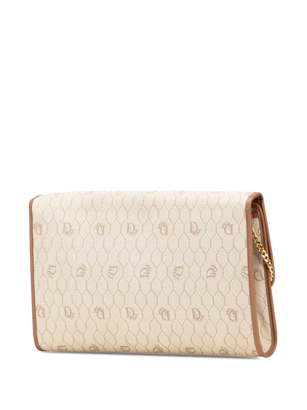 Pre-owned Dior 20th Century Honeycomb Canvas Chain Shoulder Bag In Brown