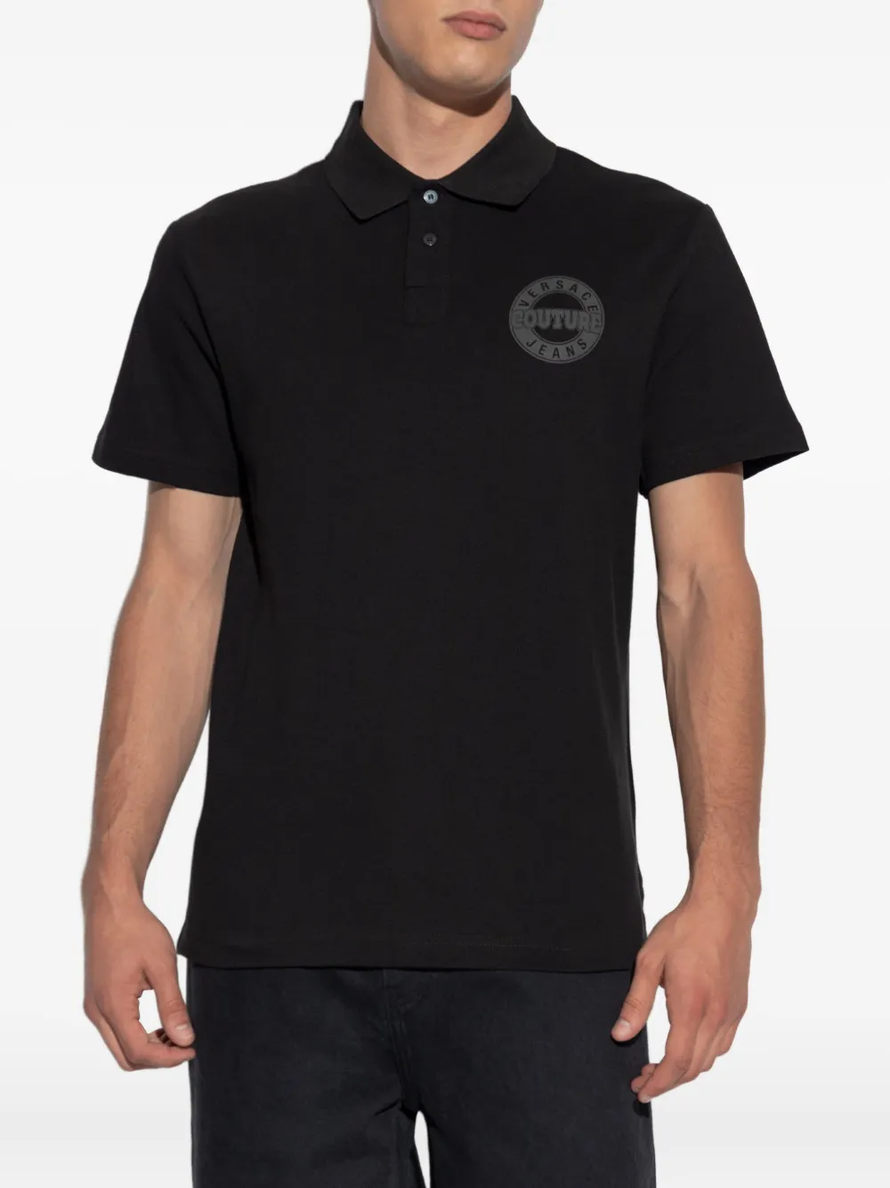 Versace Jeans Couture Poloshirt met logo Zwart