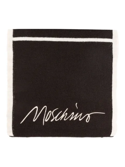 Moschino embroidered striped wool-blend scarf