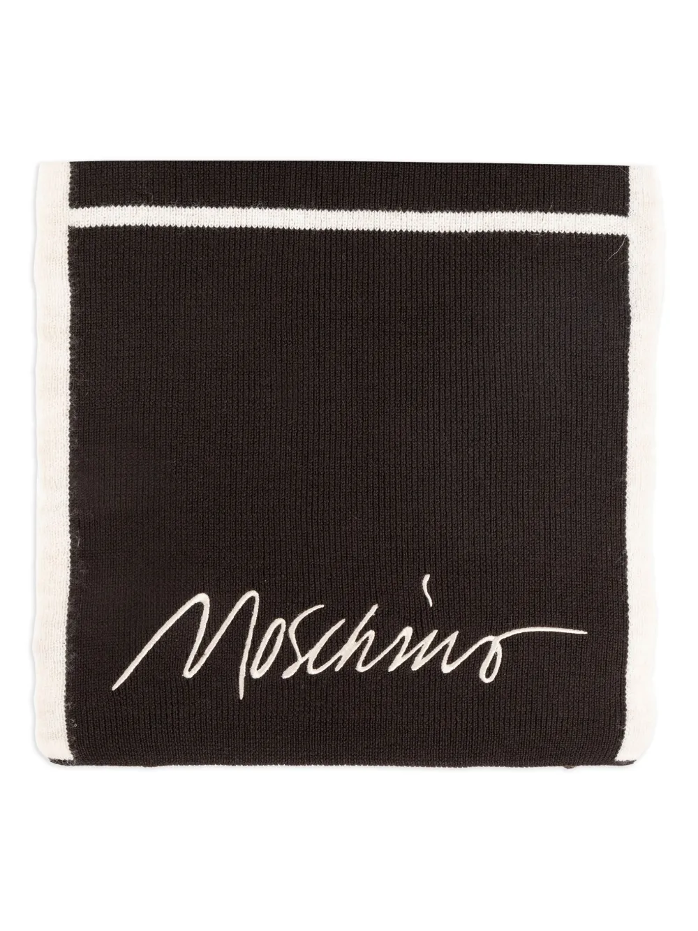 Moschino embroidered striped wool-blend scarf | Brown | Image 1