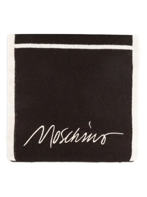 Moschino embroidered striped wool-blend scarf