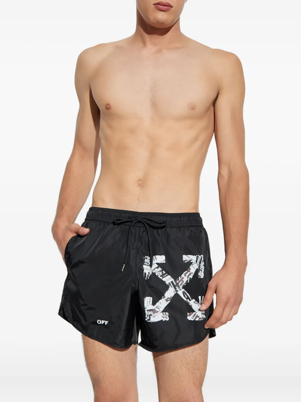 Off-white Vive-arrow-print Swim Shorts In Black