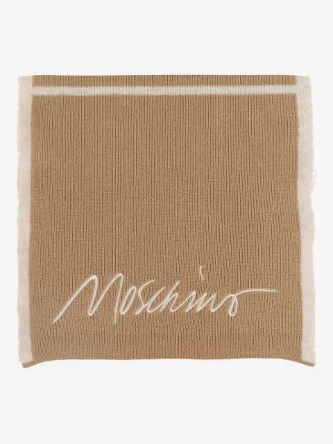 Moschino logo-embroidered panelled scarf