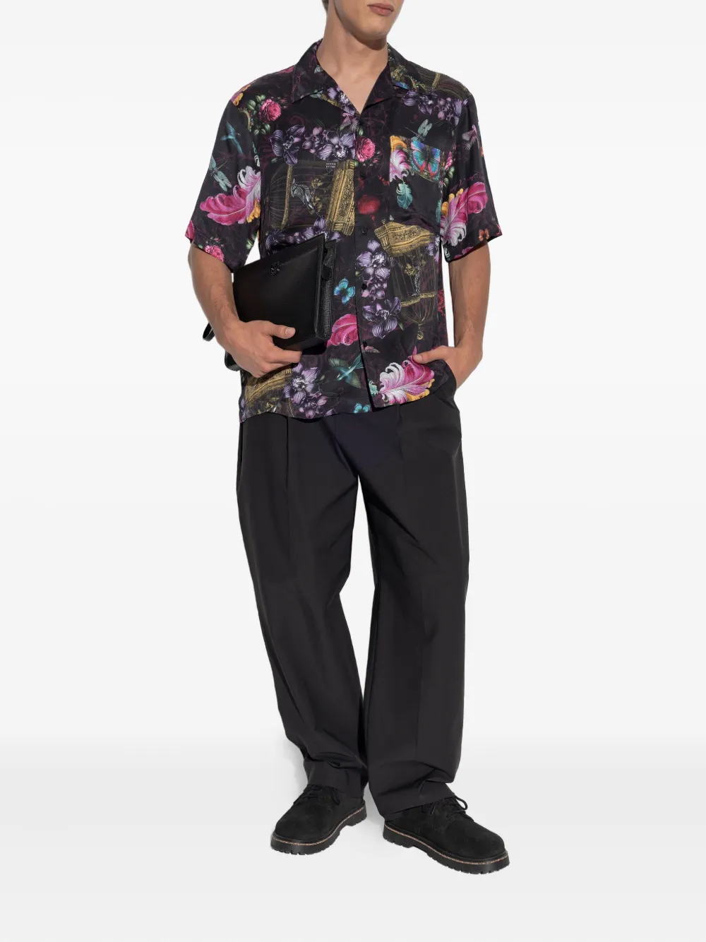 Versace Jeans Couture floral-print short-sleeves shirt - Zwart