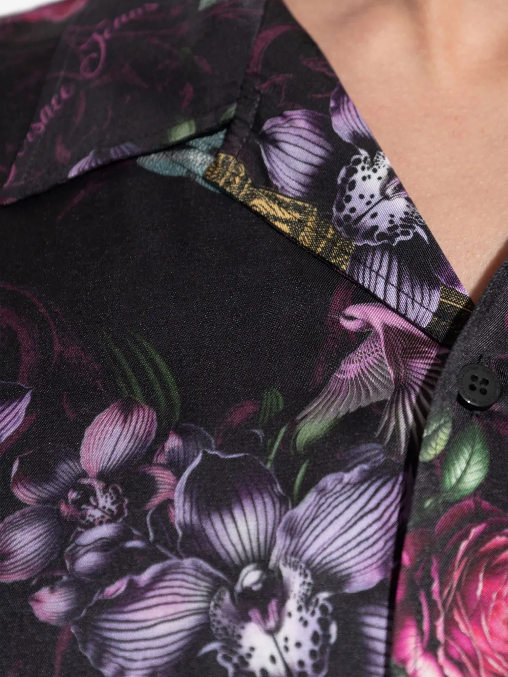 Versace Jeans Couture Overhemd met bloemenprint en korte mouwen Zwart
