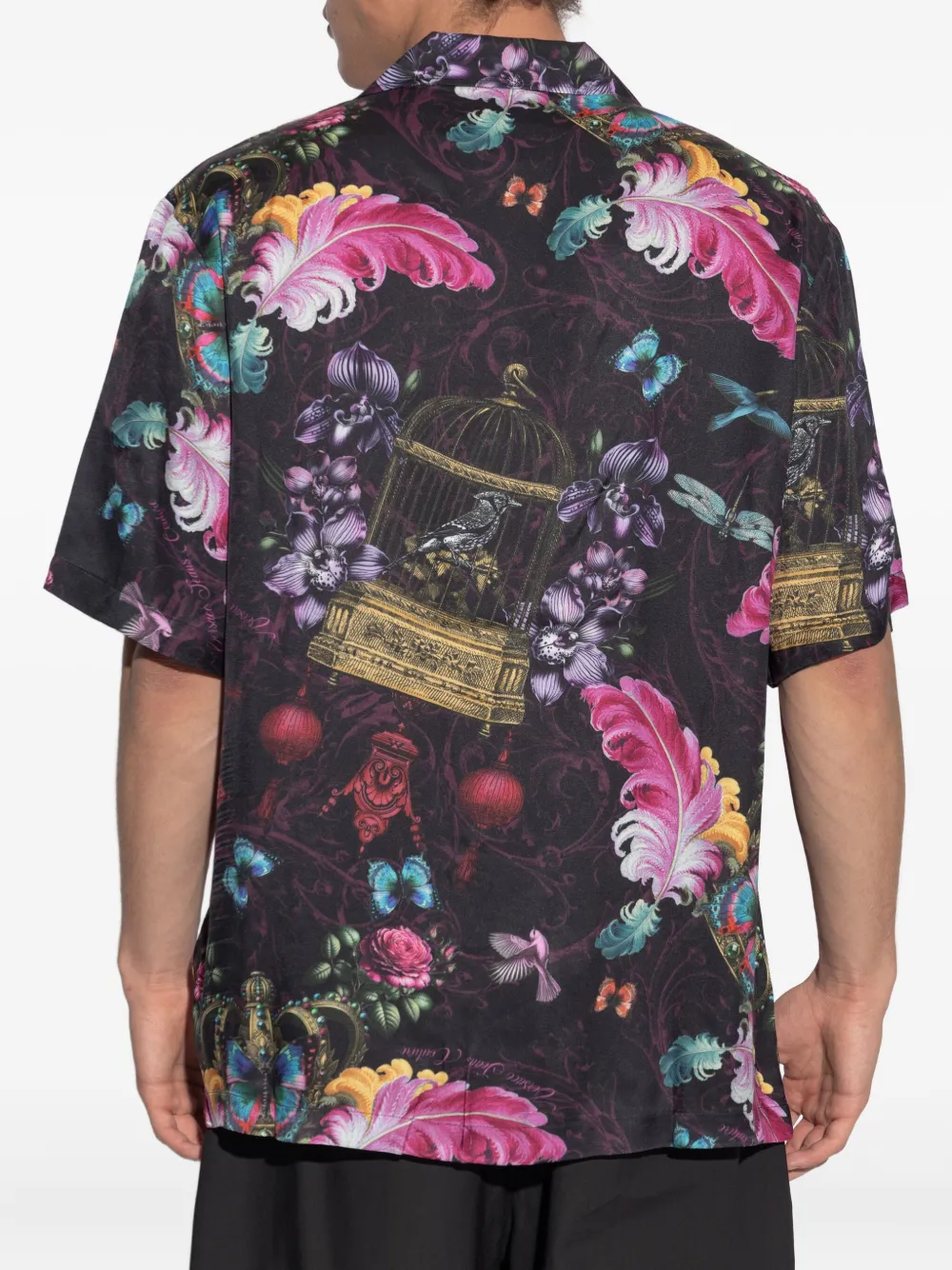 Versace Jeans Couture Overhemd met bloemenprint en korte mouwen Zwart