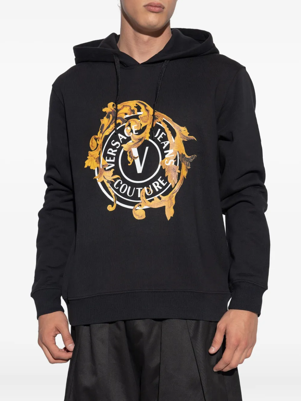 Versace Jeans Couture Hoodie met logoprint Zwart