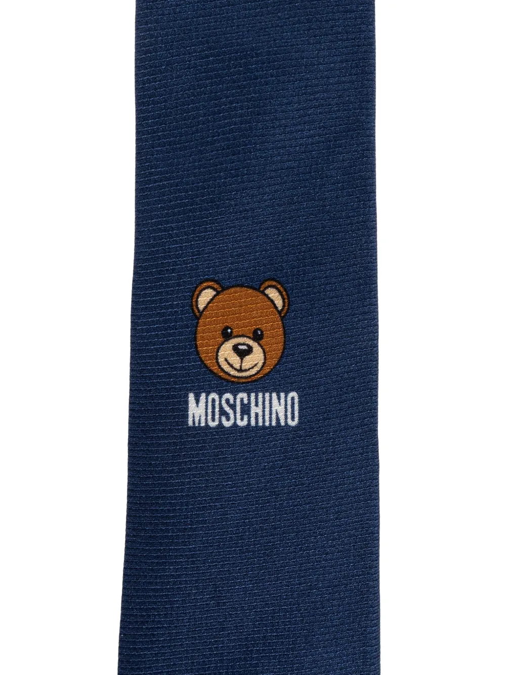 Moschino Stropdas met geborduurde teddybeer Blauw