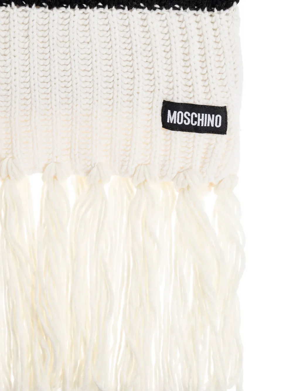 Moschino Ribbed-knit Fringe Scarf In Black