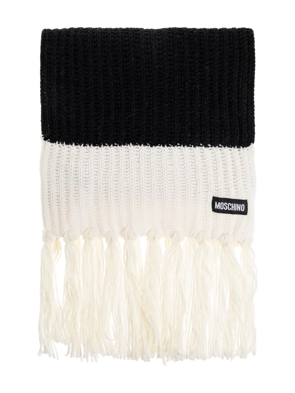 Moschino ribbed-knit fringe scarf | Black | Image 1