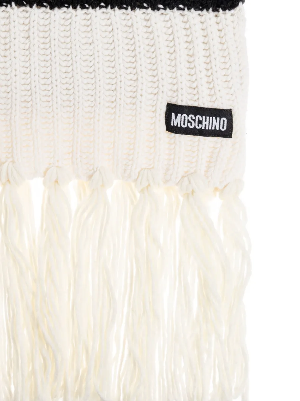 Moschino Ribgebreide sjaal met franje Zwart