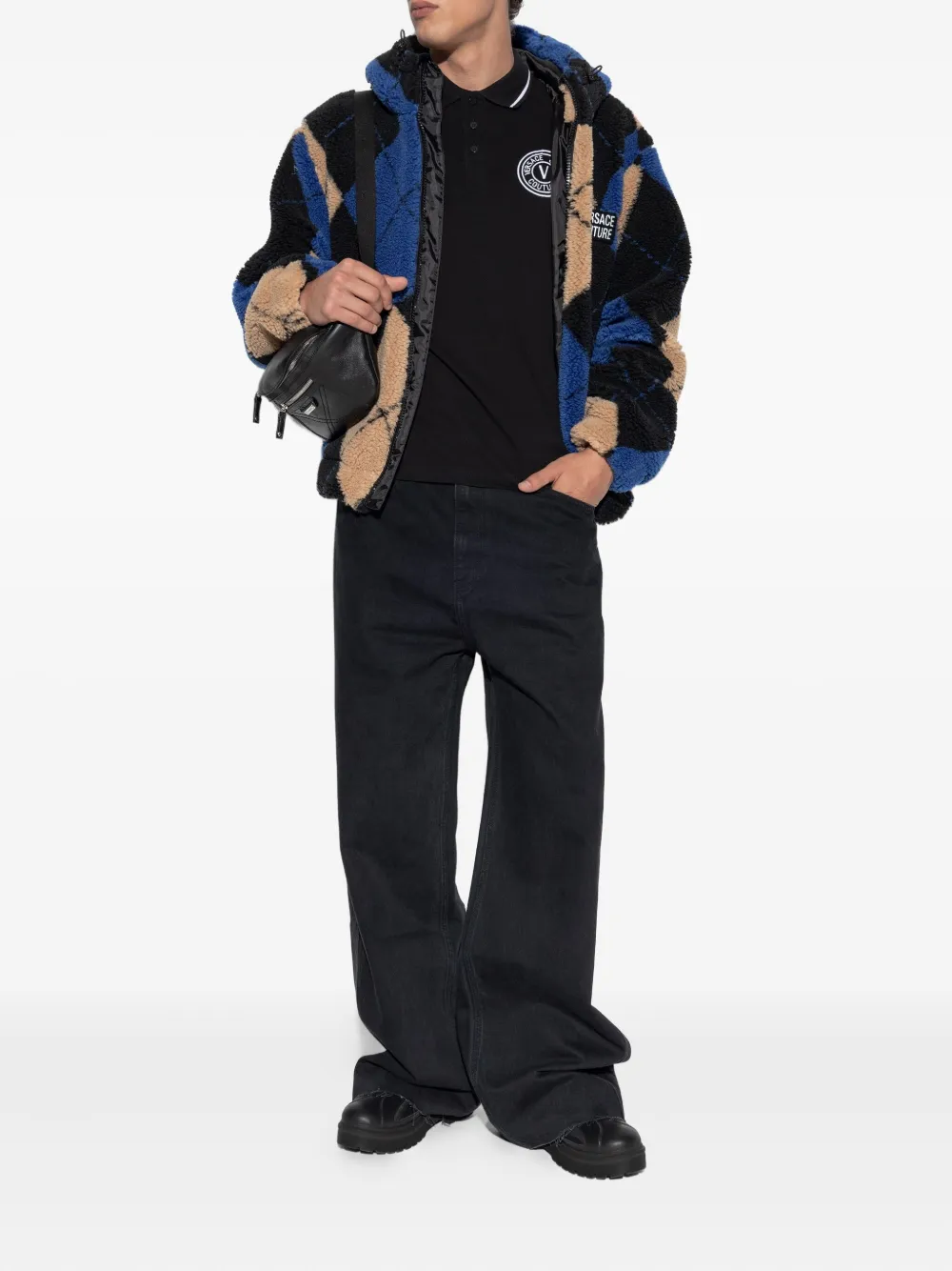 Versace Jeans Couture logo-embroidered polo shirt - Zwart