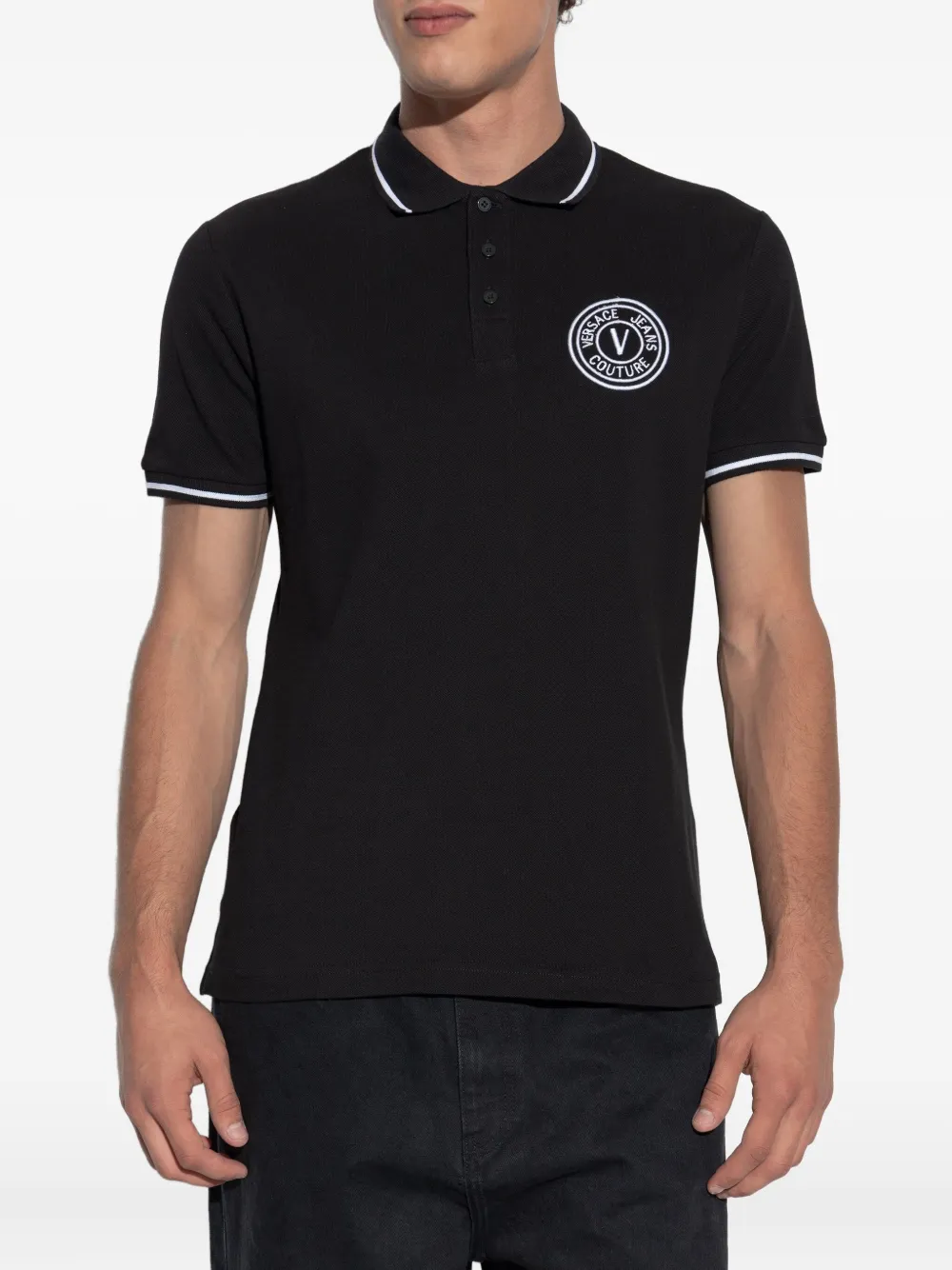Versace Jeans Couture Poloshirt met geborduurd logo Zwart